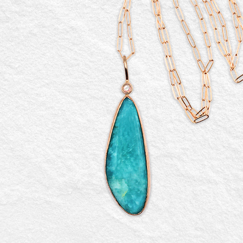 DROPLET NECKPIECE: Amazonita & Ethiopian Opal