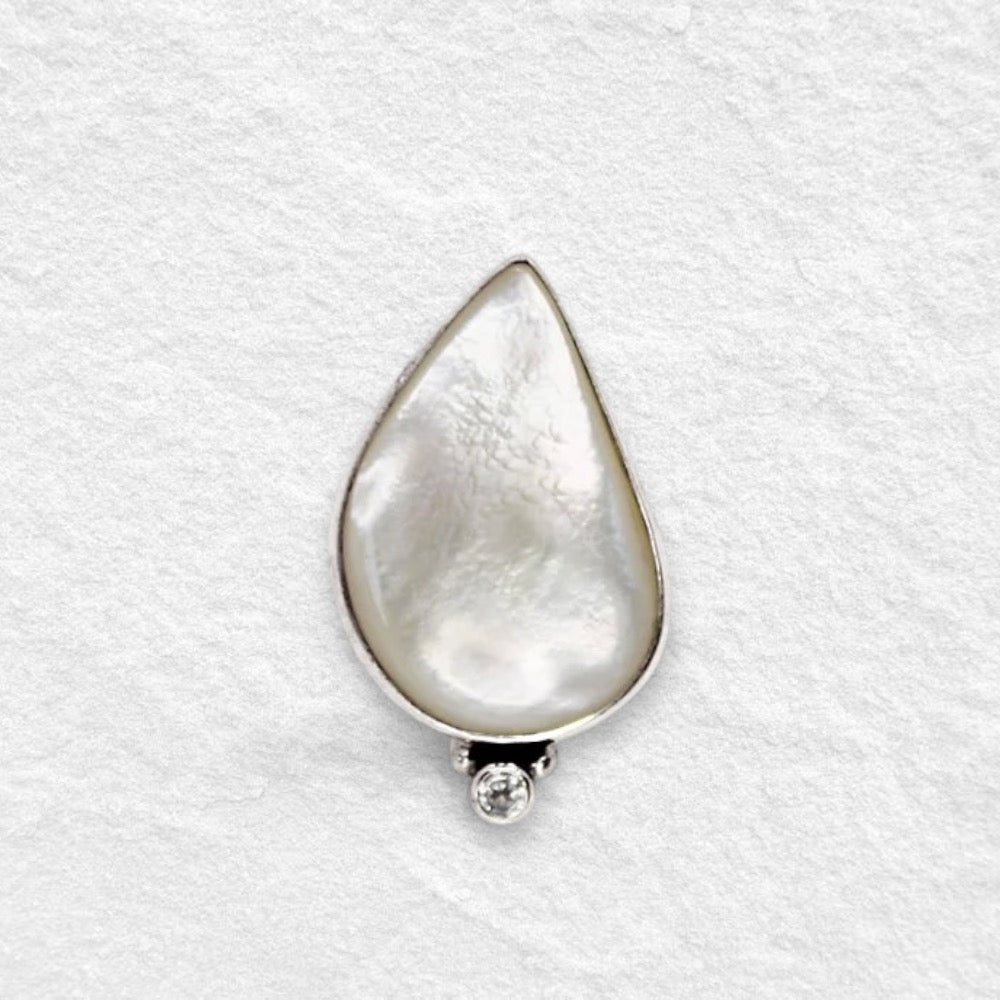 DROPLET RING: Mother of Pearl & White Topaz