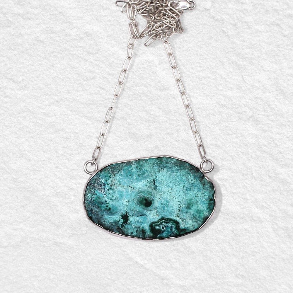 ALCHEMY NECKPIECE: Raw Druzy Australian Chrysocolla with Malachite