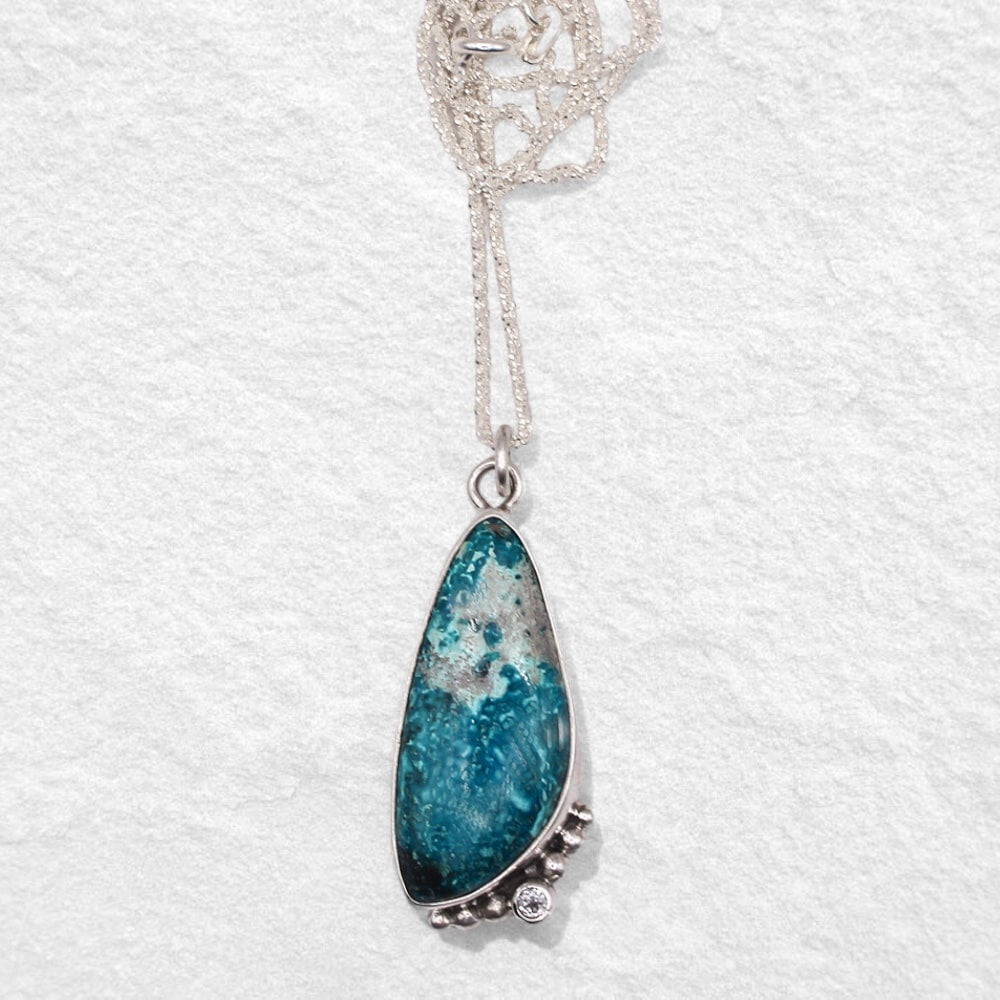 DROPLET NECKPIECE: Australian Chrysocolla & White Topaz